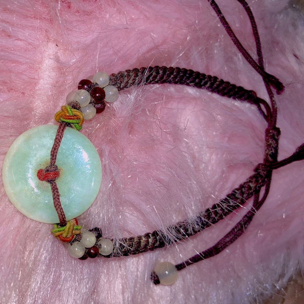 Natural Jade adjustable size braided gemstone bracelet